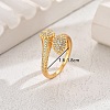 Unique Brass Rhinestones Snake Shape Open Cuff Ring for Women TZ1216-1-1