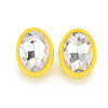 Crystal Rhinestone Oval Stud Earrings with 925 Sterling Silver Pins for Women MACR-S275-037A-2