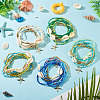 2 Bags Summer Beach Glass Seed Beaded & Natural Shell & Alloy Starfish Charm Anklet Sets AJEW-TA0003-69G-8