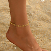 Brass 3-Strand Ball Chain with Matte Square Anklets for Women MX4097-5
