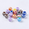 Mixed Color Round Striped Resin Chunky Beads X-RB017Y-1