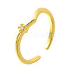 2Pcs 2 Styles Brass Micro Pave Clear Cubic Cuff Zirconia Rings for Women RJEW-S399-04G-5