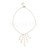 Brass Natural Pearl Rice Beads Tassel Pendant Necklaces NJEW-TA00254-3