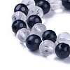 Natural Black Agate and Frosted Quartz Crystal Beads Strands G-I225-01-8mm-3