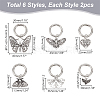 12Pcs 6 Styles Butterfly Tibetan Style Alloy Shoe Charms HJEW-AB00728-2