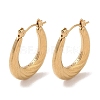 Texture Oval 201 Stainless Steel Half Hoop Earrings for Women EJEW-G385-10G-1