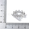 Rack Plating Brass Micro Pave Clear Cubic Zirconia Heart Crown Connector Charms KK-A234-060P-3