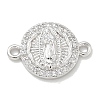 Rack Plating Brass Micro Pave Clear Cubic Zirconia Religion Virgin Mary Connector Charms X-KK-L224-094P-05-1