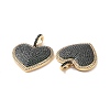 Heart Brass Micro Pave Cubic Zirconia Pendants KK-G435-04G-4