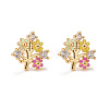 Colorful Enamel Flower of Life Stud Earrings with Cubic Zirconia LS-EJEW-G288-30G-1