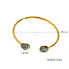304 Stainless Steel & Natural African Turquoise(Jasper) Cuff Bangles WG6ED08-02-1