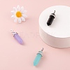 3Pcs 3 Colors Imitation Jade Glass Pointed Pendants GLAA-FS0001-04-4