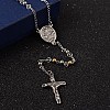 Crucifix Cross 304 Stainless Steel Rosary Bead Necklaces NJEW-O096-31-2