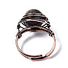 Adjustable Natural & Synthetic Gemstone Round Finger Rings RJEW-T020-01R-5