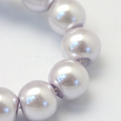 Baking Paint Pearlized Glass Pearl Round Bead Strands HY-Q003-10mm-25-1