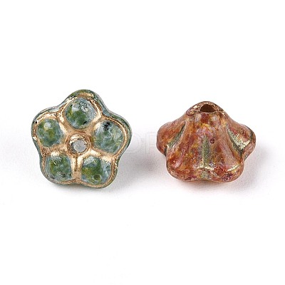 Picasso Baking Paint & Golden Metal Enlaced Glass Beads DGLA-T004-62M-1