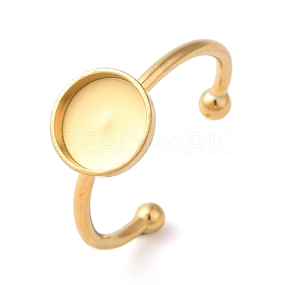 304 Stainless Steel Flat Round Pad Ring Setting STAS-I306-05B-G-1