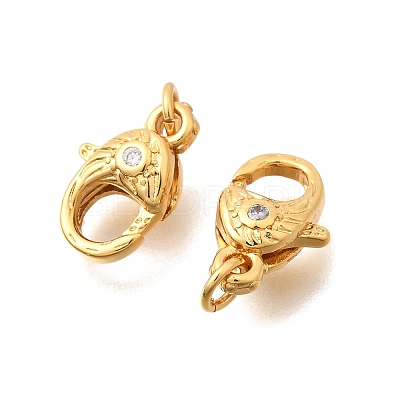Brass Micro Pave Clear Cubic Zirconia Lobster Claw Clasps KK-G600-25G-04-1