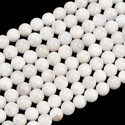 Round Grade A Natural Rainbow Moonstone Bead Strands G-M304-06-8.5mm-1