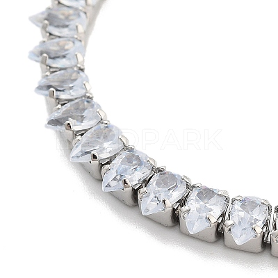 Brass Pave Clear Cubic Zirconia Teardrop Link Bracelets BJEW-YWC0002-08P-1