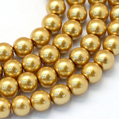Baking Paint Pearlized Glass Pearl Round Bead Strands X-HY-Q330-8mm-08-1