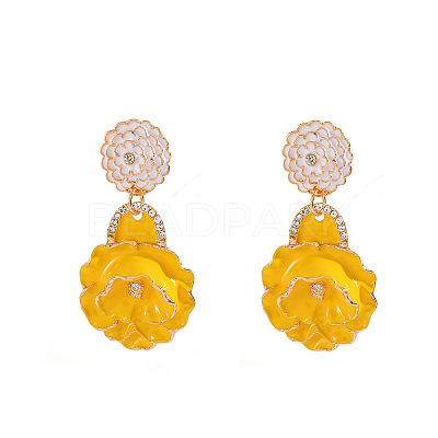 Alloy Enamel Stud Dangle Earrings WG6042F-02-1