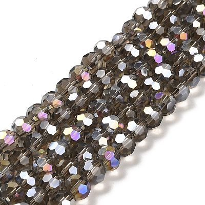 Faceted(32 Facets) Electroplate Glass Beads Strands X-EGLA-R016-4m-27-1