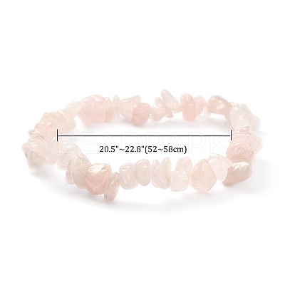 Rose Quartz Chips Stretch Bracelets BJEW-JB01308-01-1