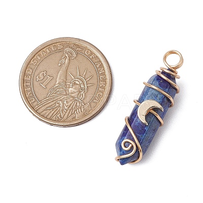 2Pcs 2 Styles Natural Lapis Lazuli Double Terminated Pointed Pendants PALLOY-JF03122-04-1