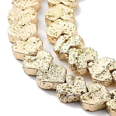 Electroplated Natural Lava Rock Beads Strands G-H303-A09-LG-1