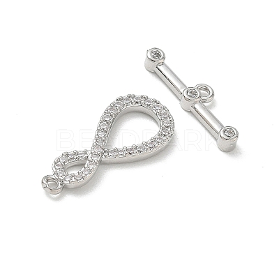 Brass Micro Pave Clear Cubic Zirconia Toggle Clasps CU-CBAC675-05P-1
