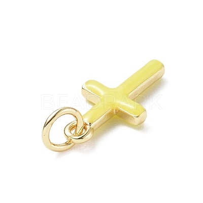 Real 18K Gold Plated Eco-Friendly Rack Plating Brass Enamel Pendants KK-F845-40G-06-1