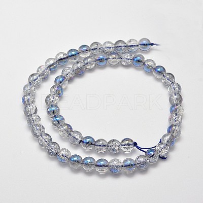 Electroplate Crackle Glass Round Bead Strands X-EGLA-J067-8mm-HR01-1