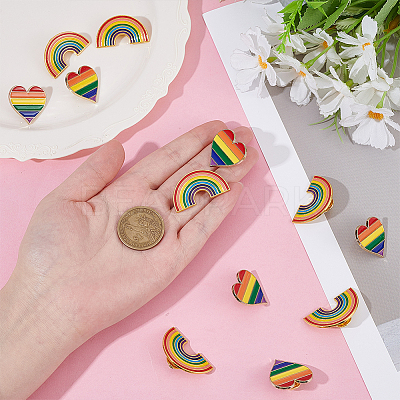 12Pcs 2 Styles Pride Month Enamel Pins JEWB-ME0001-32-1
