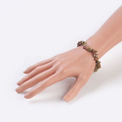 Natural Unakite Stretch Bracelets BJEW-JB03681-02-1
