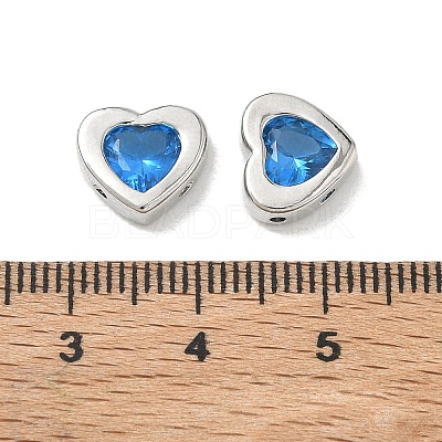 Valentine's Day Brass Pave Cornflower Blue Glass Beads KK-A300-06P-1
