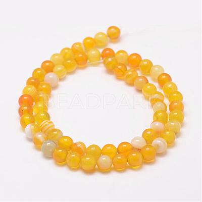 Natural Striped Agate/Banded Agate Bead Strands G-K155-A-6mm-06-1