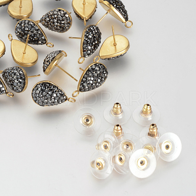 Polymer Clay Rhinestone Stud Earring Findings X-EJEW-S197-01-1