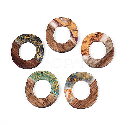Opaque Resin & Walnut Wood Pendants RESI-T060-55M-1