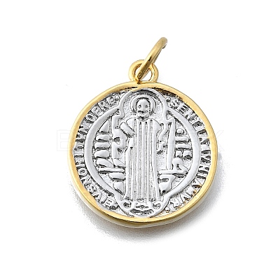 Brass Saint Benedict Medal Pendants KK-V010-01GP-01-1