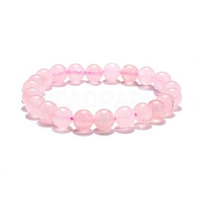Natural Rose Quartz Beaded Stretch Bracelets B072-1-1