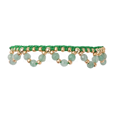 Flower Glass Seed Beads & Natural Green Aventurine Beaded Bracelets BJEW-MZ00222-01-1