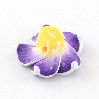 Handmade Polymer Clay 3D Flower Plumeria Beads X-CLAY-Q192-15mm-04-1