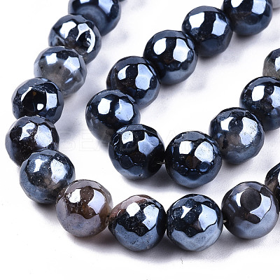 Electroplate Natural Fire Crackle Agate Beads Strands G-T131-54A-1