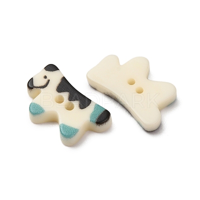 2-Hole Printed Opaque Resin Buttons RE-CBA2984-27-1