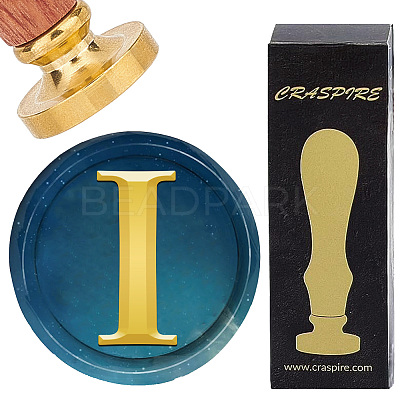 Brass Wax Seal Stamp with Wood Handle AJEW-WH0412-0304-1