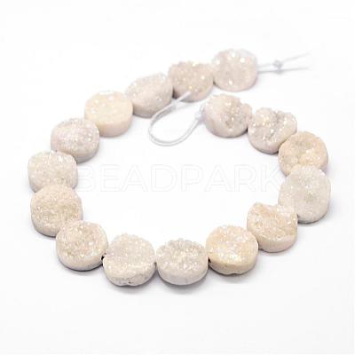 Electroplated Natural & Dyed Druzy Agate Bead Strands G-N0169-004Q-01-1