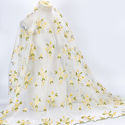 Flower Pattern Polyester Lace Fabic DIY-WH0061-021B-1