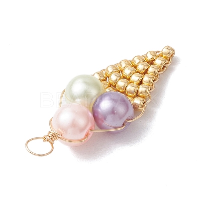 5Pcs Seed Beaded Ice Cream Pendants PALLOY-JF03903-1