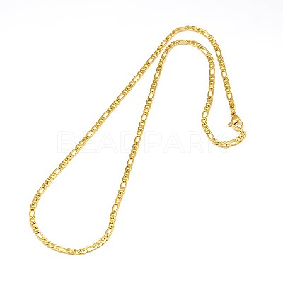 Ion Plating(IP) 304 Stainless Steel Figaro Chain Necklace Making STAS-K168-03G-1